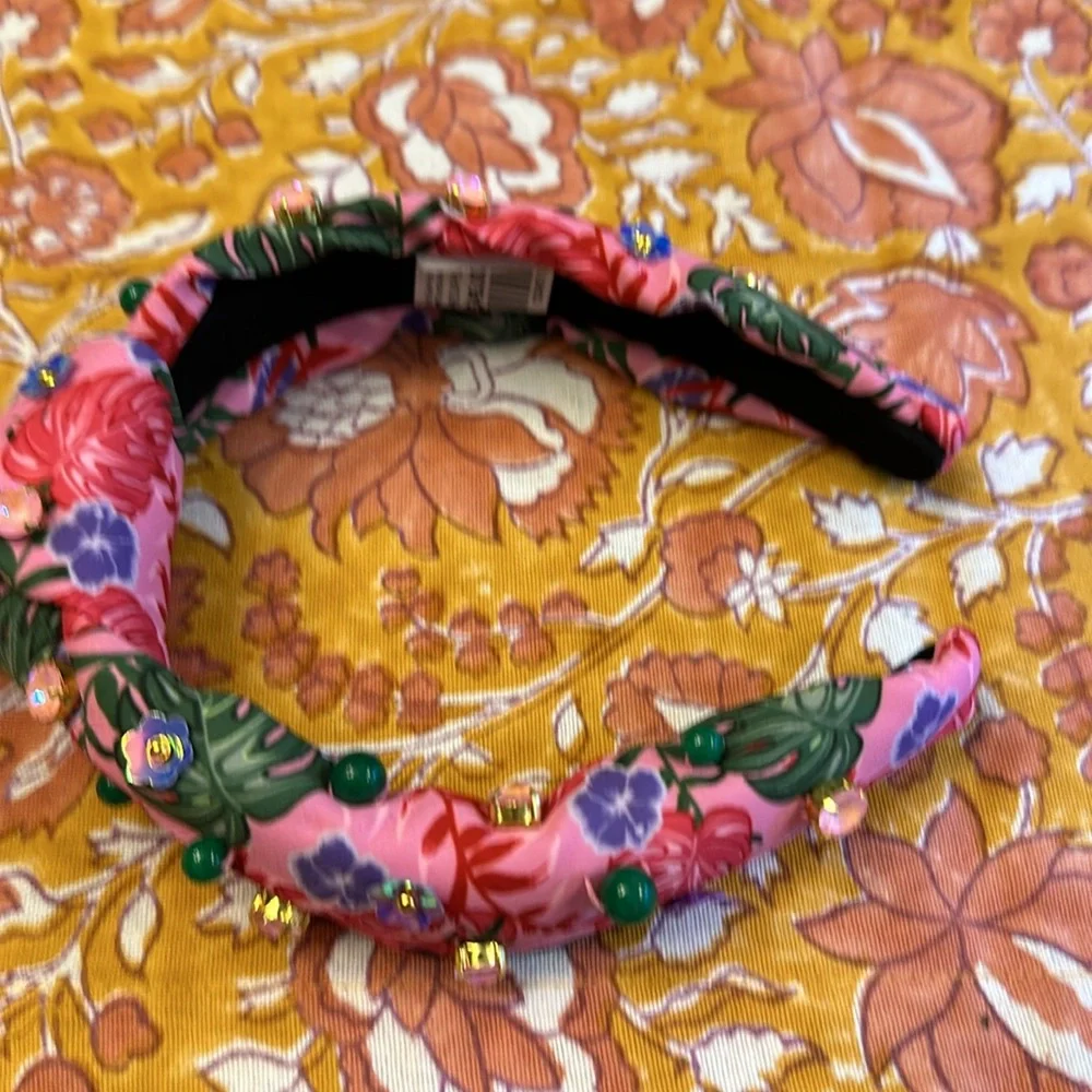BRIANNA CANNON CHILD SIZE PINK LUAU HEADBAND WITH CRYSTALS & BEADS